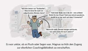 Junge wendet Lösungsfokussierung im Kinderzimmer an