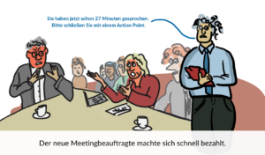 Extra Beauftragter fuer Meetings unterbricht einen Streit.